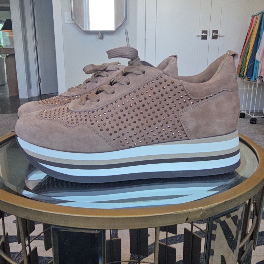 Women's Tan Platform Sneakers